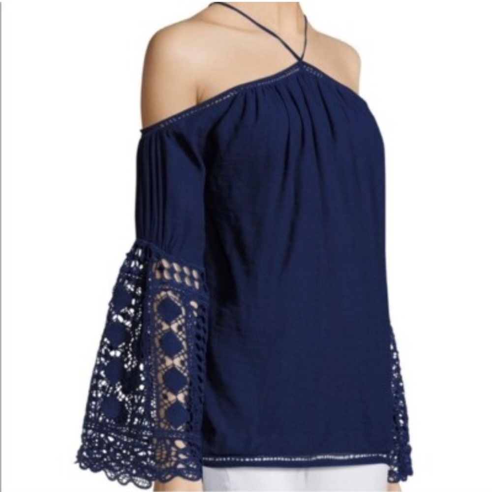 Ramy Brook crochet bell sleeve Women's Top size large